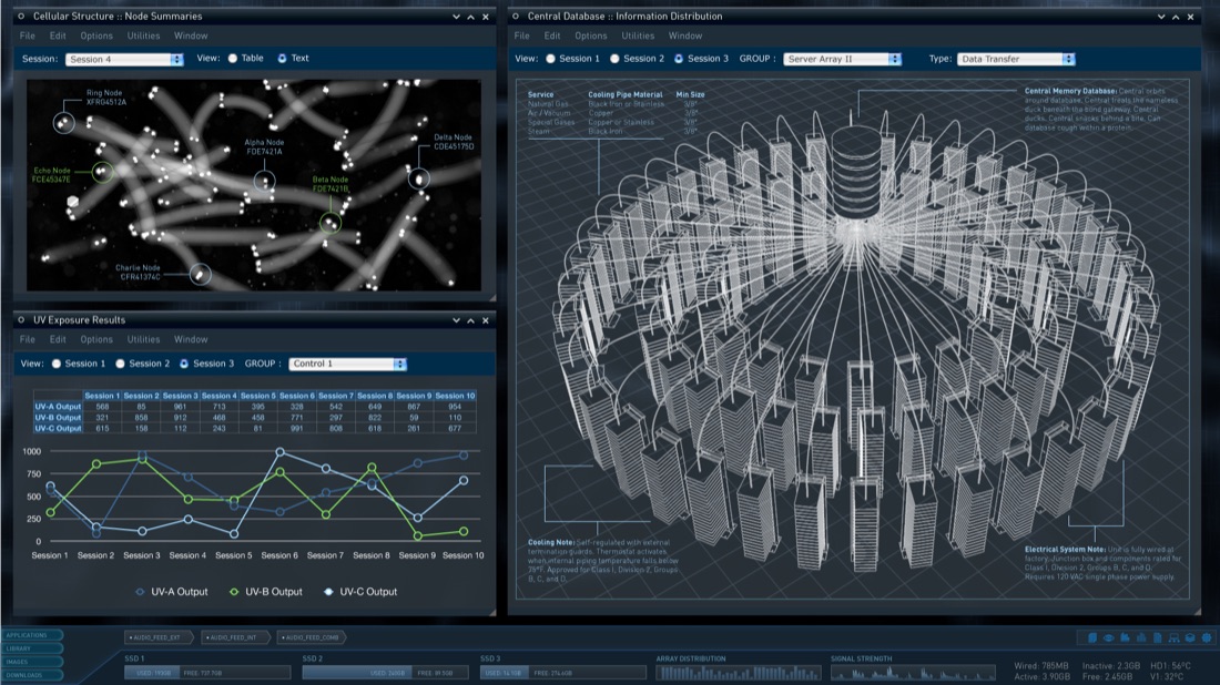 Scorpion — research console screen graphic by Twisted Media